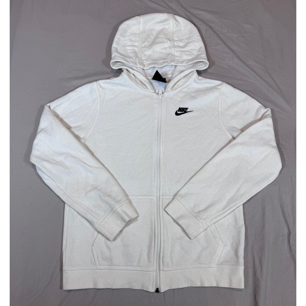 Nike Sportswear Club Fleece Full Zip Hoodie XL White Embroidered Logo